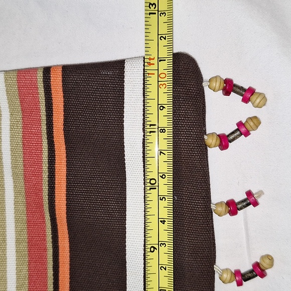Bohemian striped purse with wooden circle handles - Picture 7 of 9